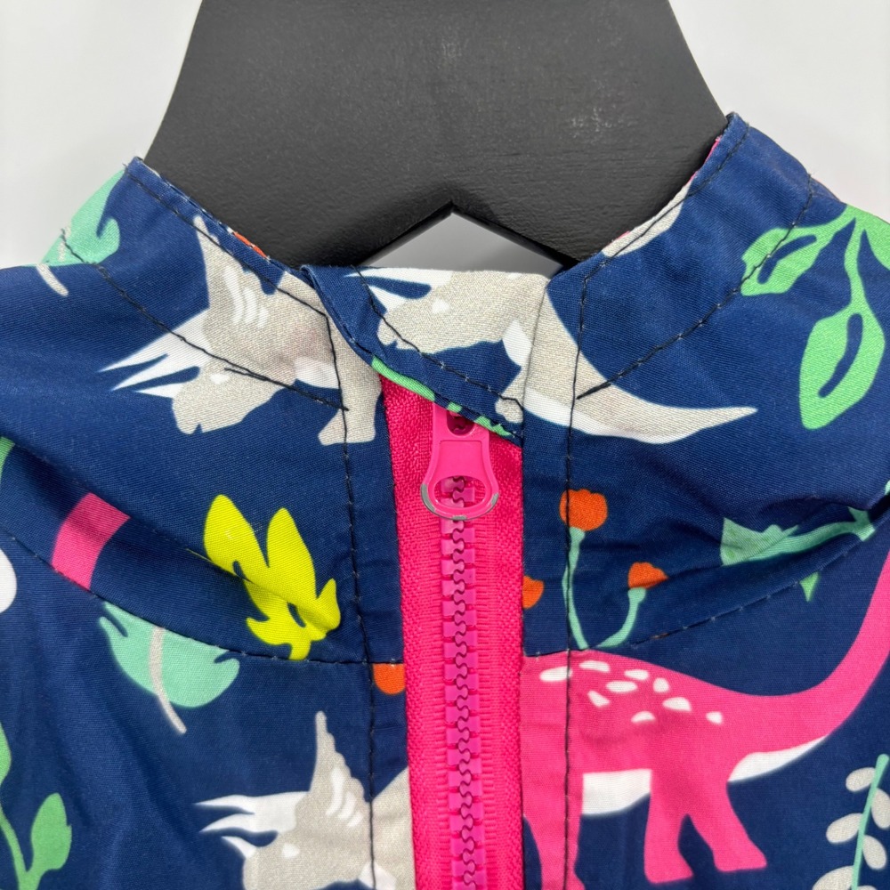 Keaiyounuo Kids Dinosaur Print Hooded Windbreaker Rain Jacket 2T Blue Pink Sz 90 - Picture 5 of 13